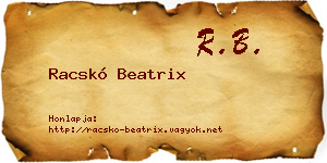 Racskó Beatrix névjegykártya